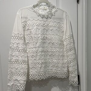 Anthropologie Ivory Lace Blouse